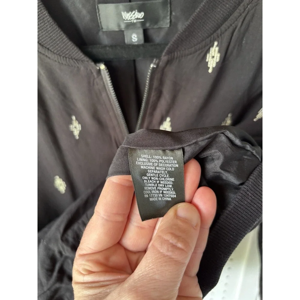 Mossimo Womens Jacket Small Full Zip Lined Casual Black Jacket Metallic Knit‎